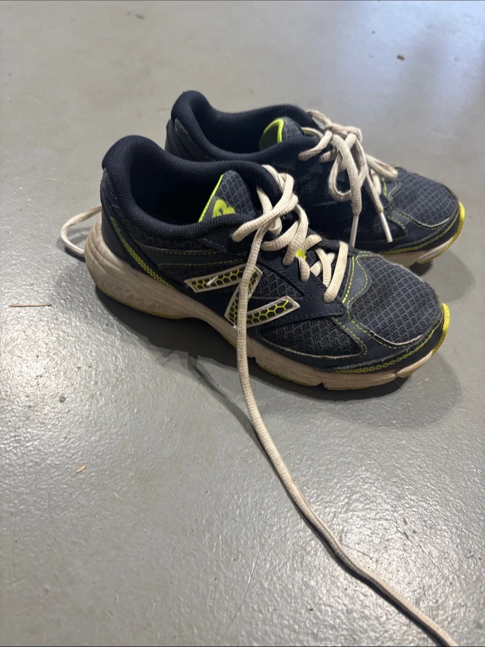 New Balance Navy and Lime Kids Running Sneakers